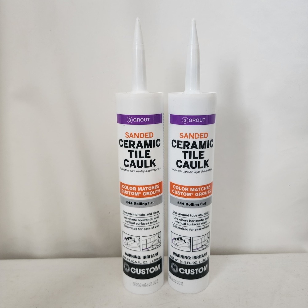 Set of 2 Ceramic Tile Caulk Sanded 544 Rolling Fog 10.1 Oz. Silicone Caulk